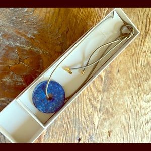 India Hicks cord necklace with Blue Lapis Pendant.